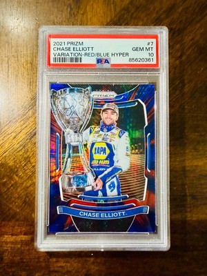 2021 Chase Elliott PSA 10 POP 1 Red Blue Hyper Prizm #7  GEM NASCAR