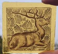 Stained Glass Deer Stag piece handmade kiln fired amber glass piece deers window