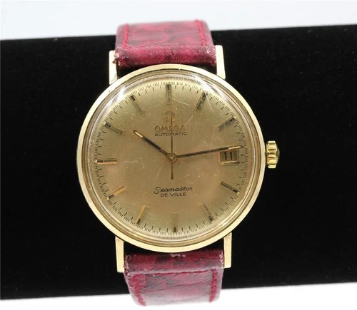 Vintage Omega Seamaster Automatic 14K Solid Gold Bezel & Lugs 34mm Wristwatch