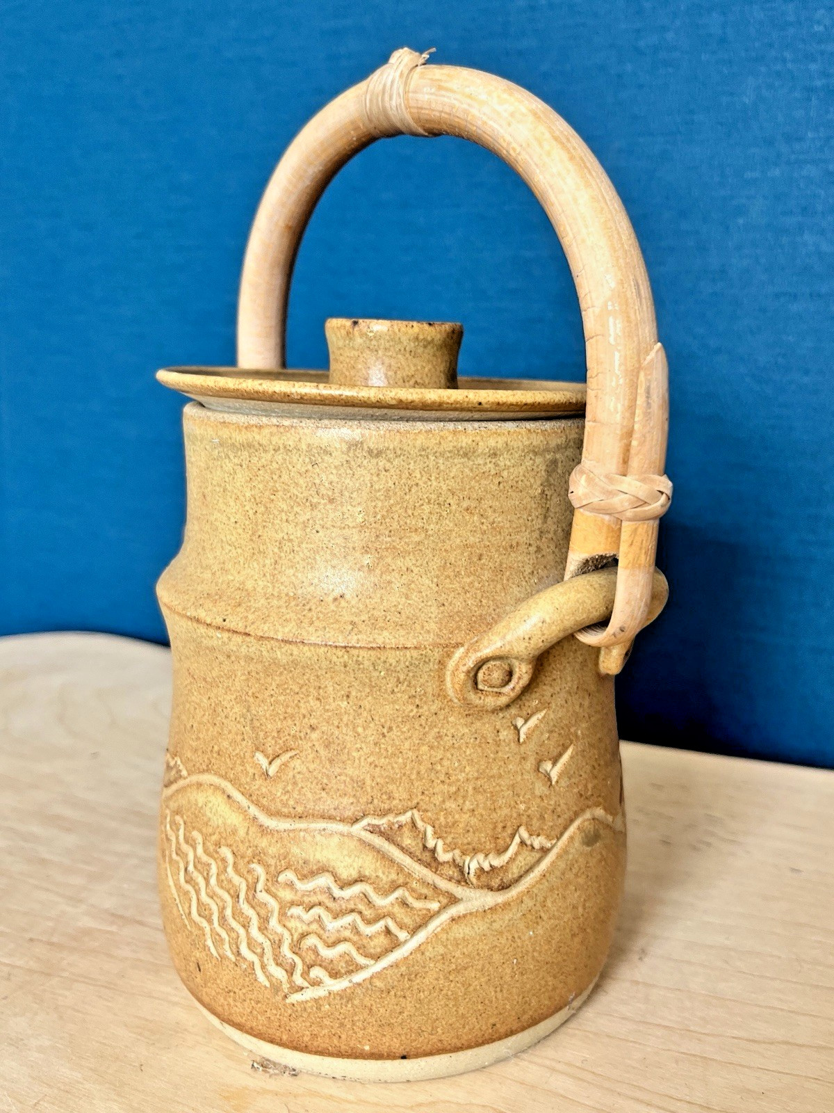 Vintage Hilbre View Pottery Lidded Storage Jar Bentwood Handle Studio Pottery 22 image 3