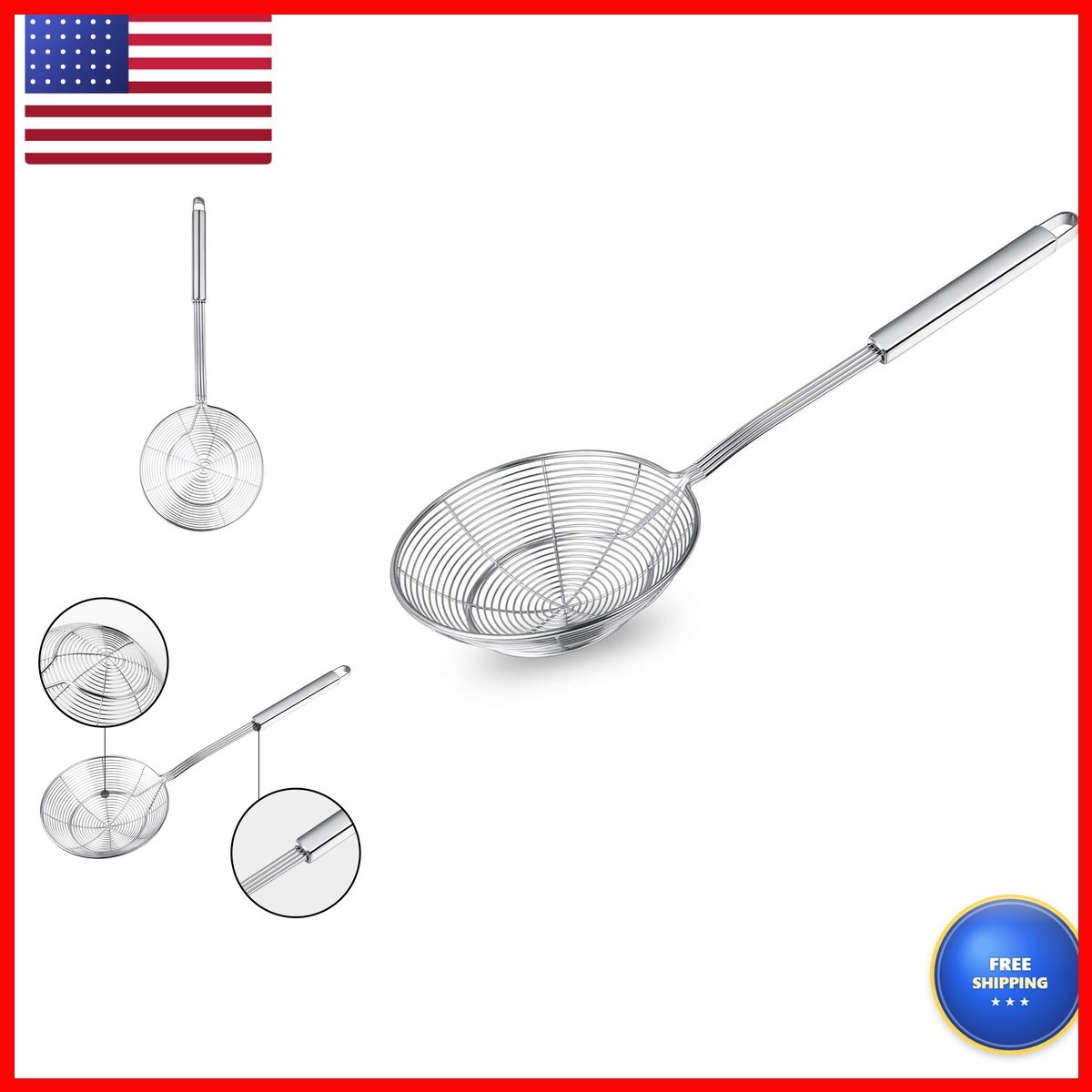 Swify Spider Strainer Skimmer 5.5 Inch Stainless Steel Kitchen Ladle