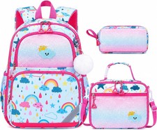 Kids Backpack for Girls - 3PCS Small Cute Toddler Backpack with Insulated Lunch