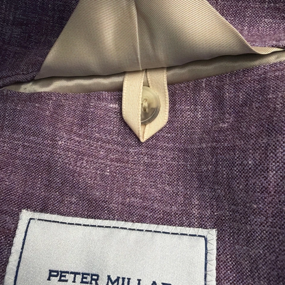 Peter Millar Blazer Mens 46R Purple Merino Wool Silk Linen Unstructured 2 Button - Image 4 of 4