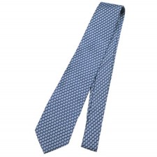 Excellent condition HERMES France Made Small Pattern Silk Tie 8cm NAVY BLUE
