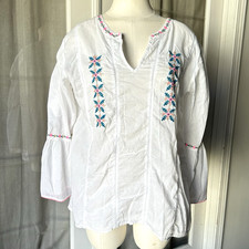 Natural Life Boho Embroidered Tunic Top White size L