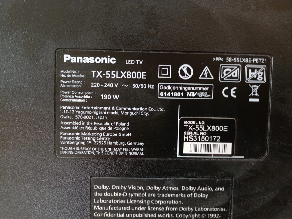 TV Panasonic 55", LED, pannello rotto ma funzionante - Immagine 3 di 3