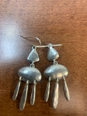 Vintage Native American Sterling Silver Dangle Earrings Symbolic Design