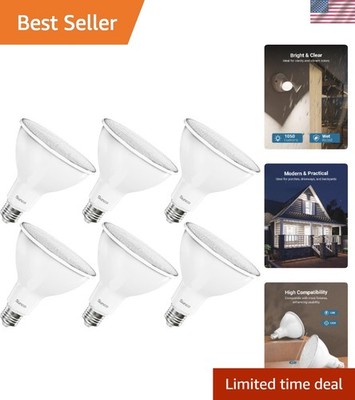 Outdoor LED Flood Light Bulbs - Waterproof, Dimmable, 1050LM, E26 Base, 6-Pack