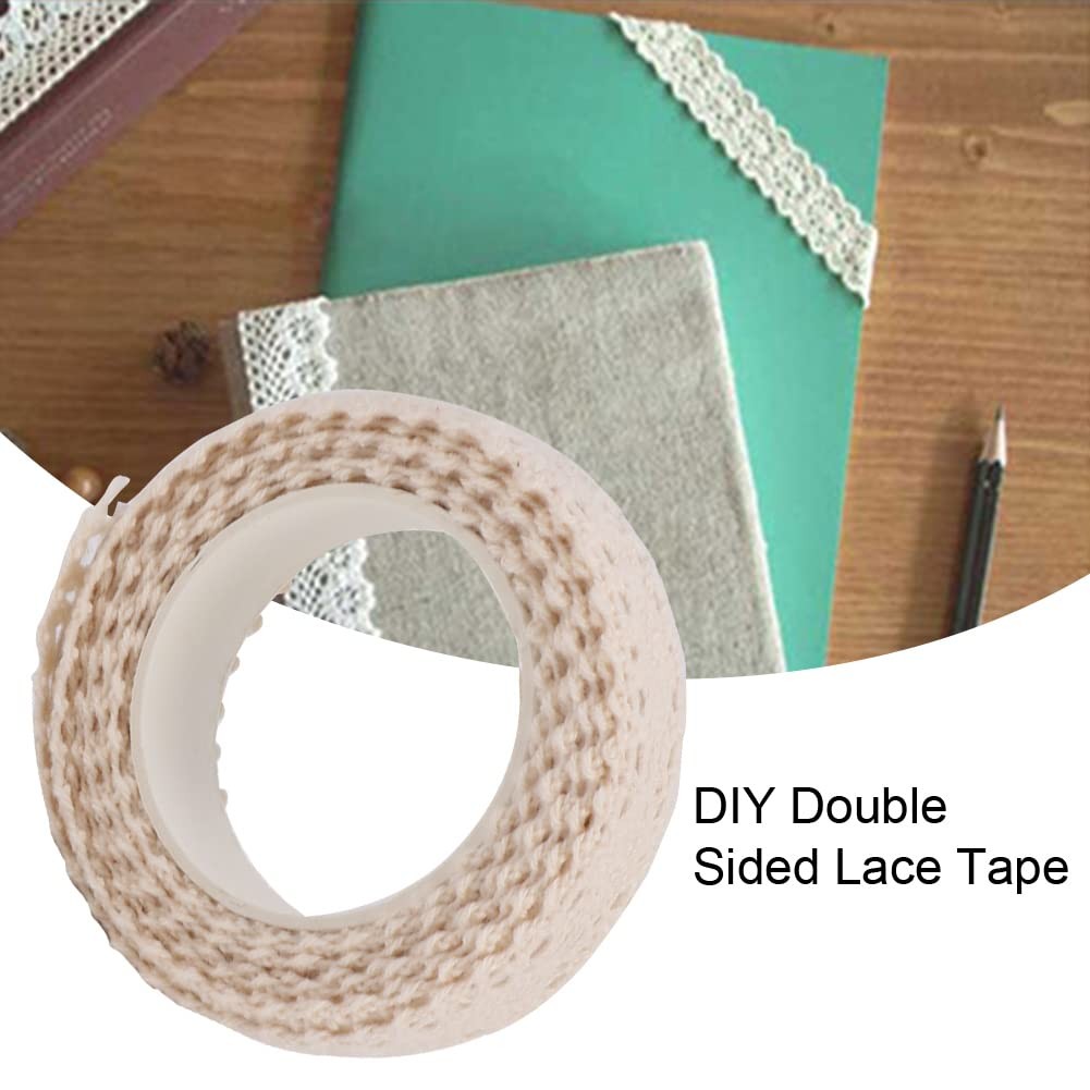 JIANWEI Washi Tape Lace Pattern Tape, Self-Adhesive Decorative Masking Beige 