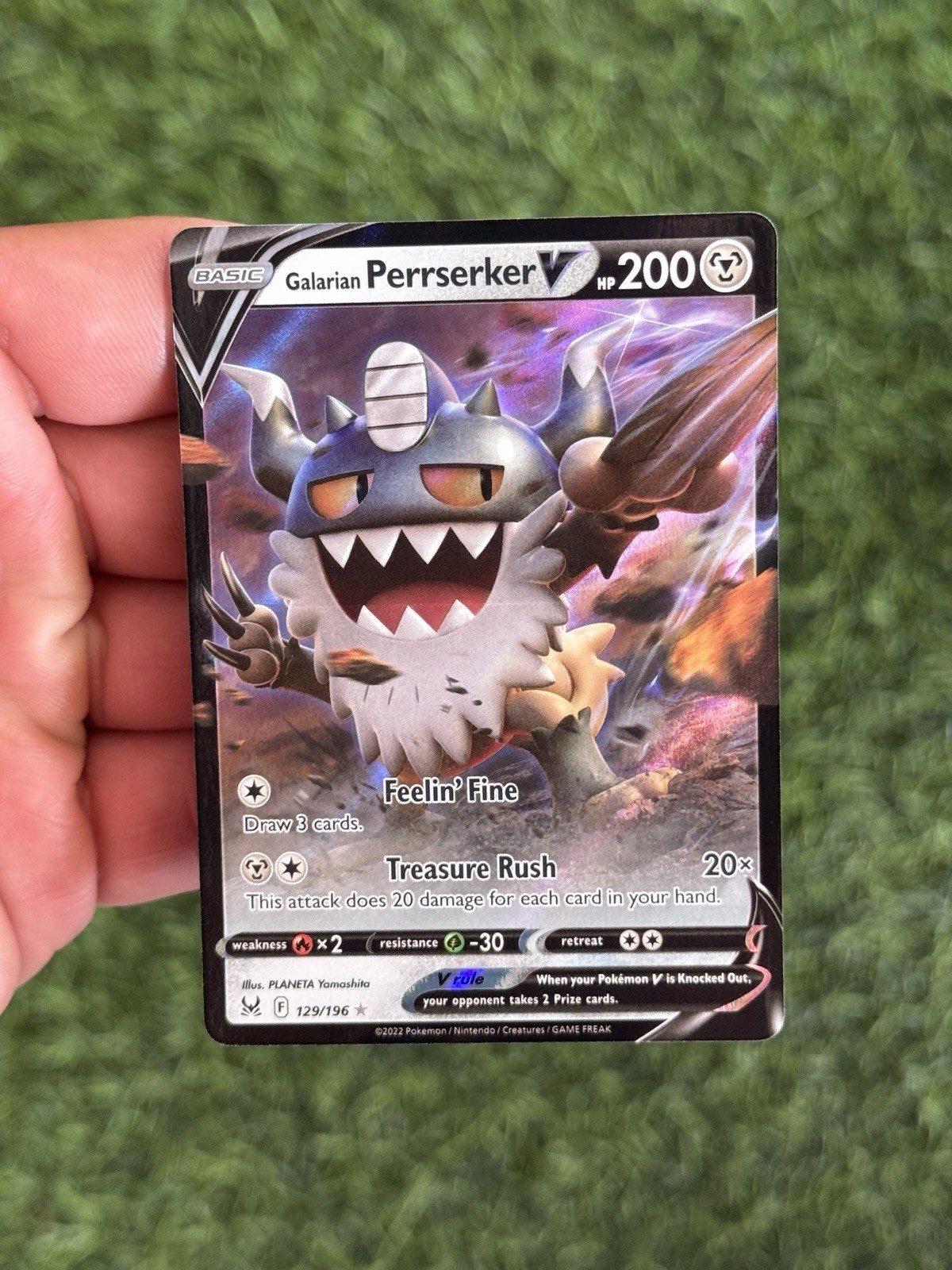 Pokemon TCG SWSH11: Lost Origin #129/196 Galarian Perrserker V NM