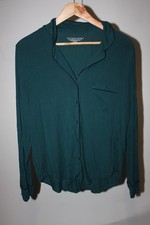 Victoria's Secret Sleep Shirt Modal Pajamas Top Green Button Front Size Medium