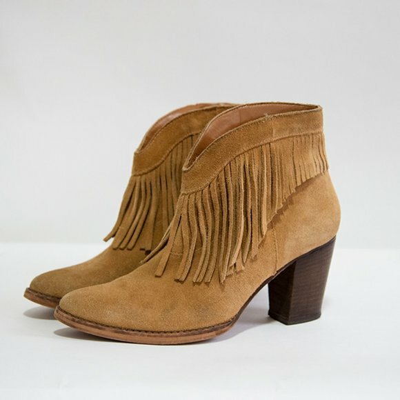Ankle Boots Mango Suede Shoes MNG Mango Boho Style Fringe