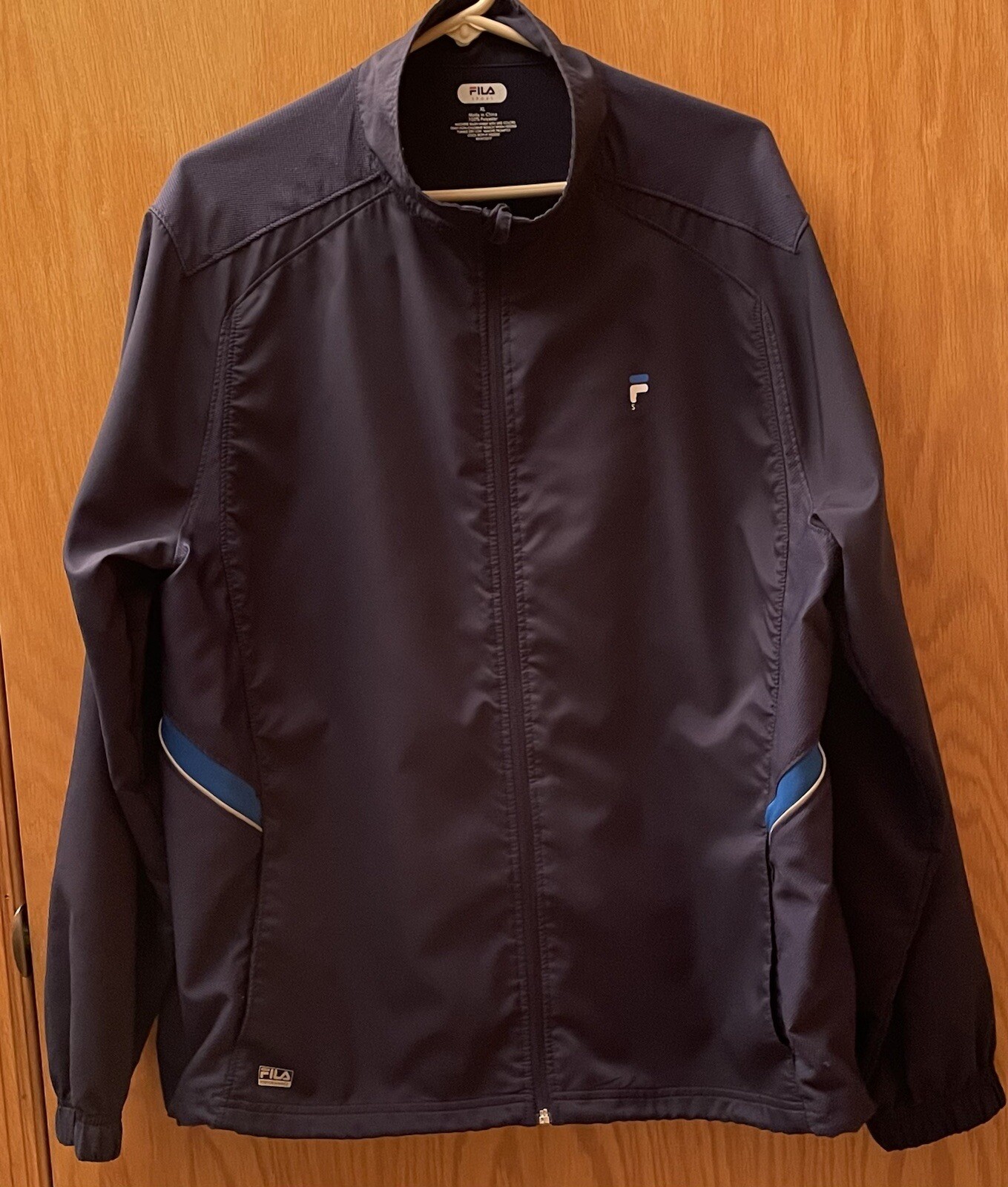 Giacca con cerniera intera Fila Sports Performance da uomo blu poliestere manica lunga taglia XL