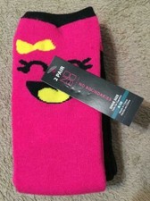 FREE SHIPPING NOBO NWT 2 pair Girls Pink/Black Emoji Socks - Shoe Size 4-10