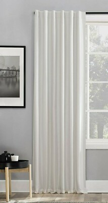 Sun Zero 84'' Evelina Back Tab Blackout Window Curtain Panel - Pearl White