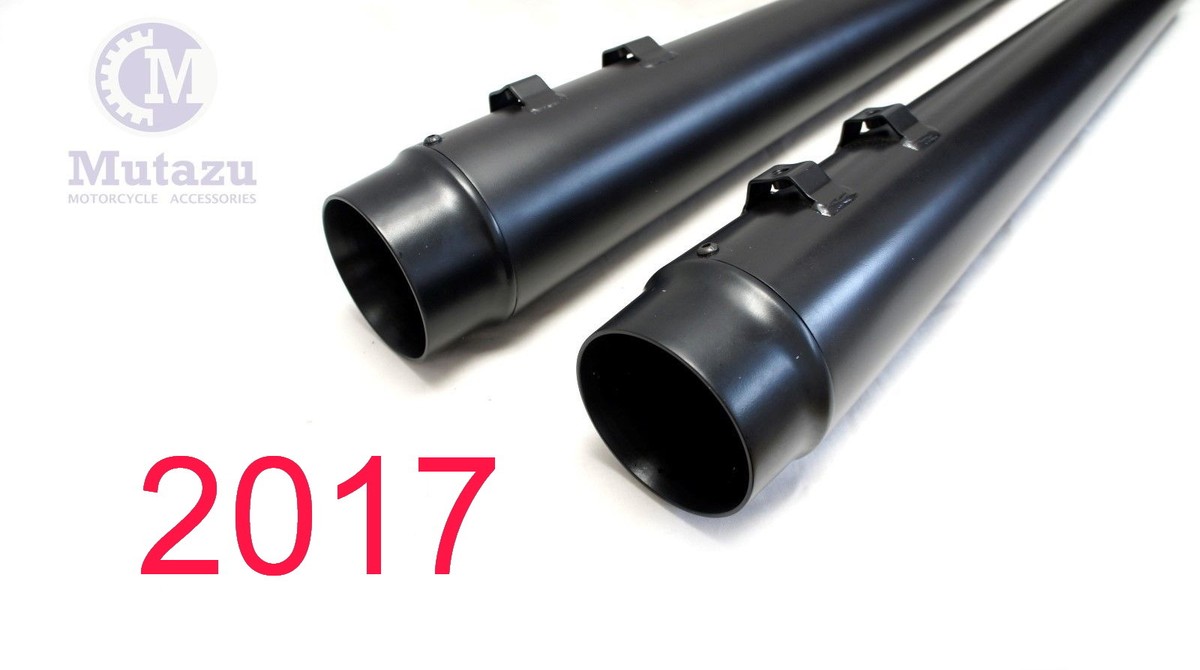 弾丸BOZU MUTAZU Fluted Cut Black Megaphone Slip-On Mufflers Exhaust