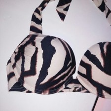 Victoria Secret Swim Suit Bikini Top 34C Bombshell Push Up Animal Print