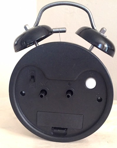 Quartz Alarm Black Bell Alarm Clock With Light Pre-Owned, Tested - Picture 3 of 4