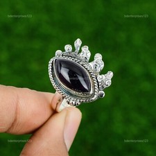 Natural African Amethyst Gemstone Multi Stone Purple Adjustable Ring 925 Silver