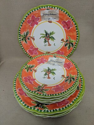 Tommy Bahama Palm Tree Melamine Plates Dinner, Salad