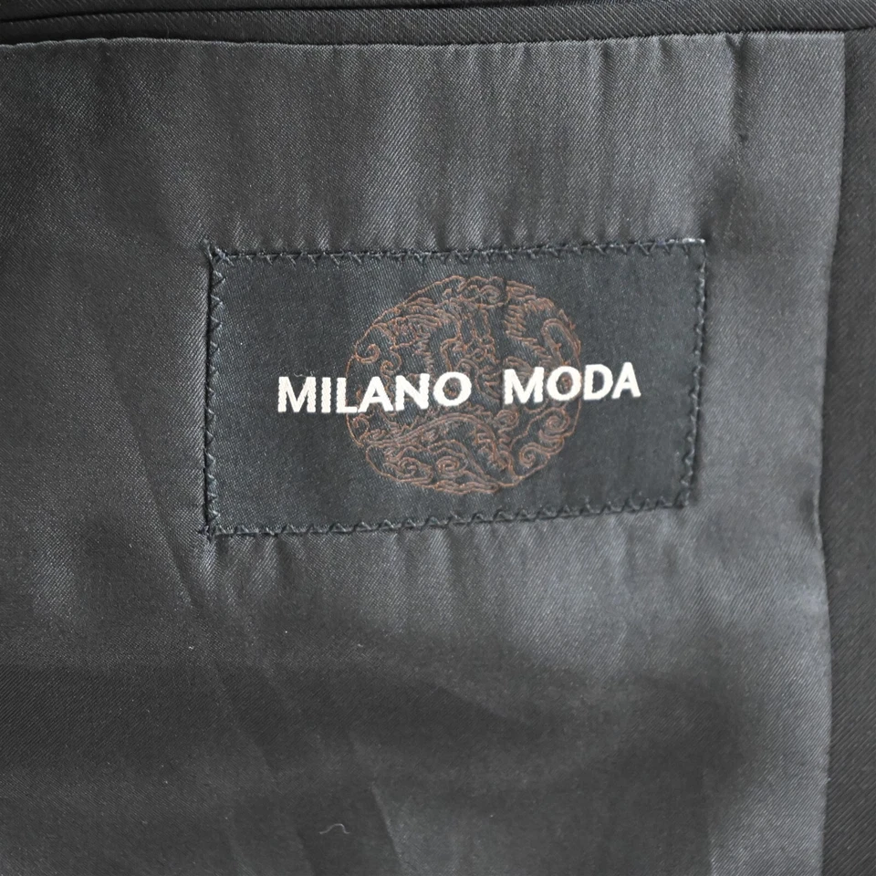 Chaqueta Pantalones Traje Milano Moda 48R 42 Negro Sólido Para Hombre Foto 4 de 4