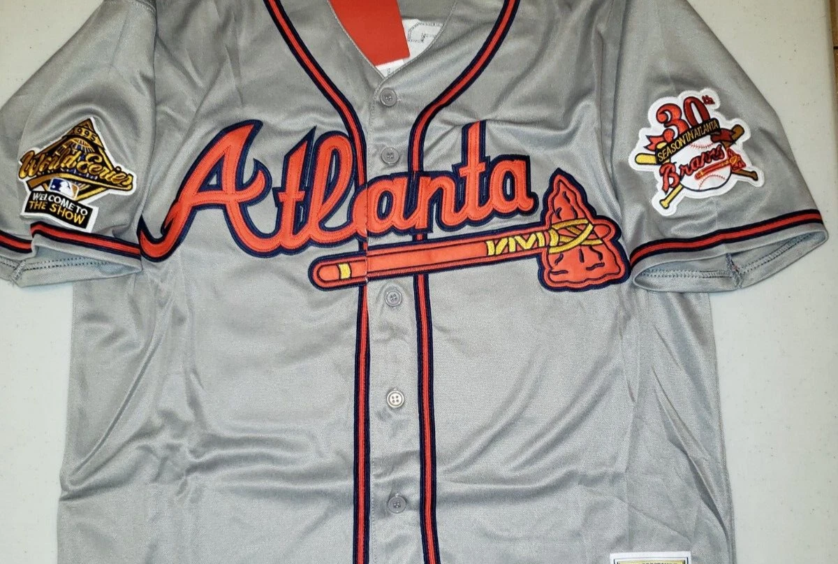 Retro Atlanta Braves David Justice Throwback Gray Mens XL Baseball