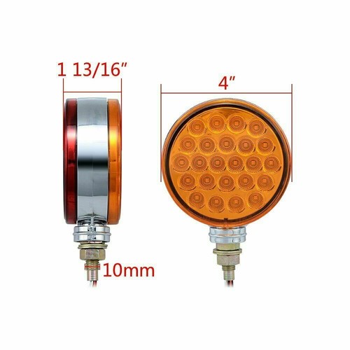 1x 48-LED RED/AMBER Side Marker Turn Signal Semi Truck Fender Stud Lights Round - Picture 8 of 12