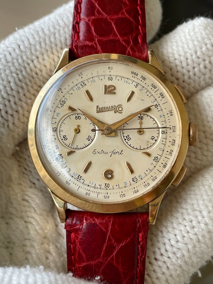 EBERHARD EXTRA FORT CHRONOGRAPH SOLID GOLD 18K MENS 39mm 14007-260