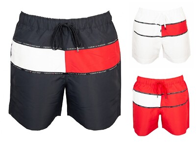 TOMMY HILFIGER Men's Swimming Pool Swimwear Elastic Waist Drawstring Boxer Briefs