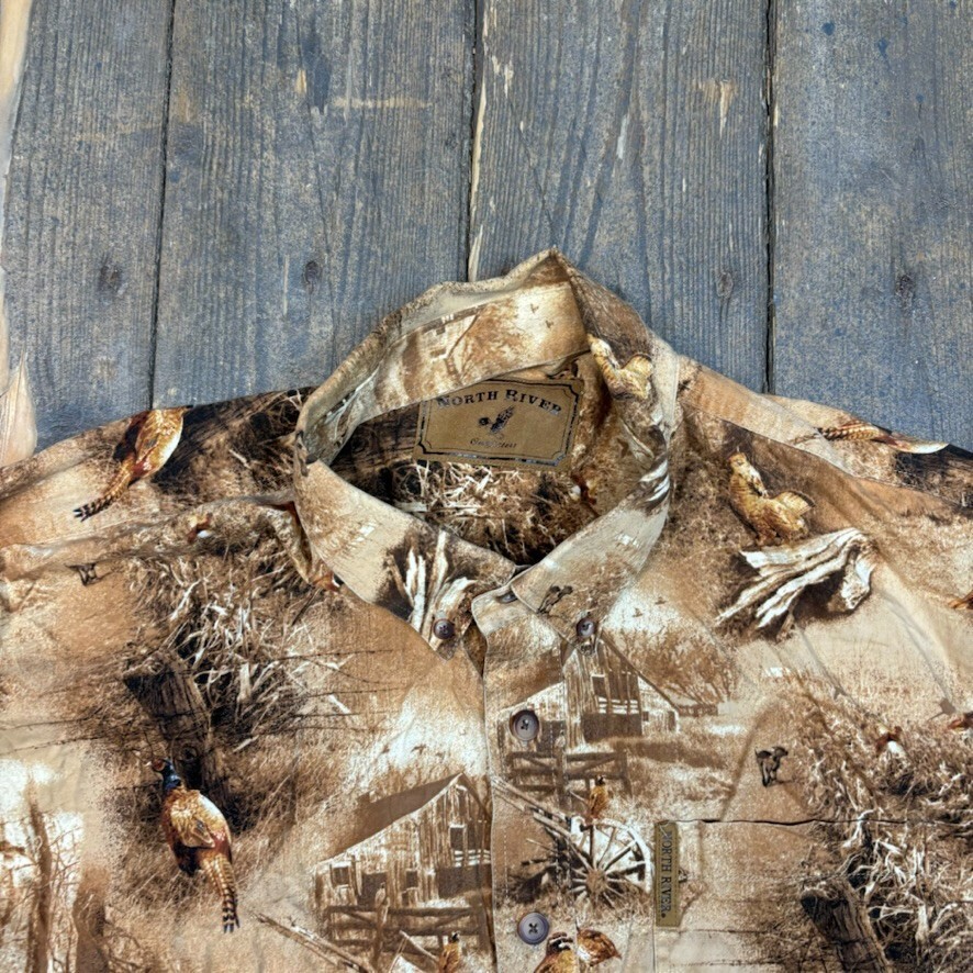 Real Tree Shirt Y2K USA Camo Vintage Army Button Down Top, Brown, Mens XL image 7