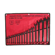 16pcs Combination Wrench Set Metric 6mm To 32mm W Roll Up Pouch Raised Panel