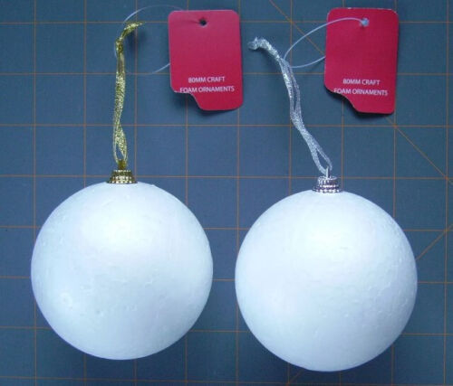 Lot of 2 80mm Polystyrene Foam Ornament Balls For Holiday CRAFTS School ETC NWT