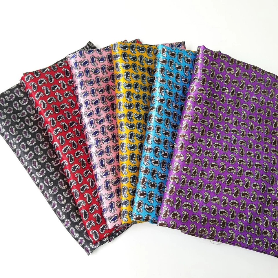 Tecido de paisley étnico 1 jarda X 1,48 metros para chapéu cachecol faça você mesmo tecido de cetim sedoso - Imagem 2 de 4