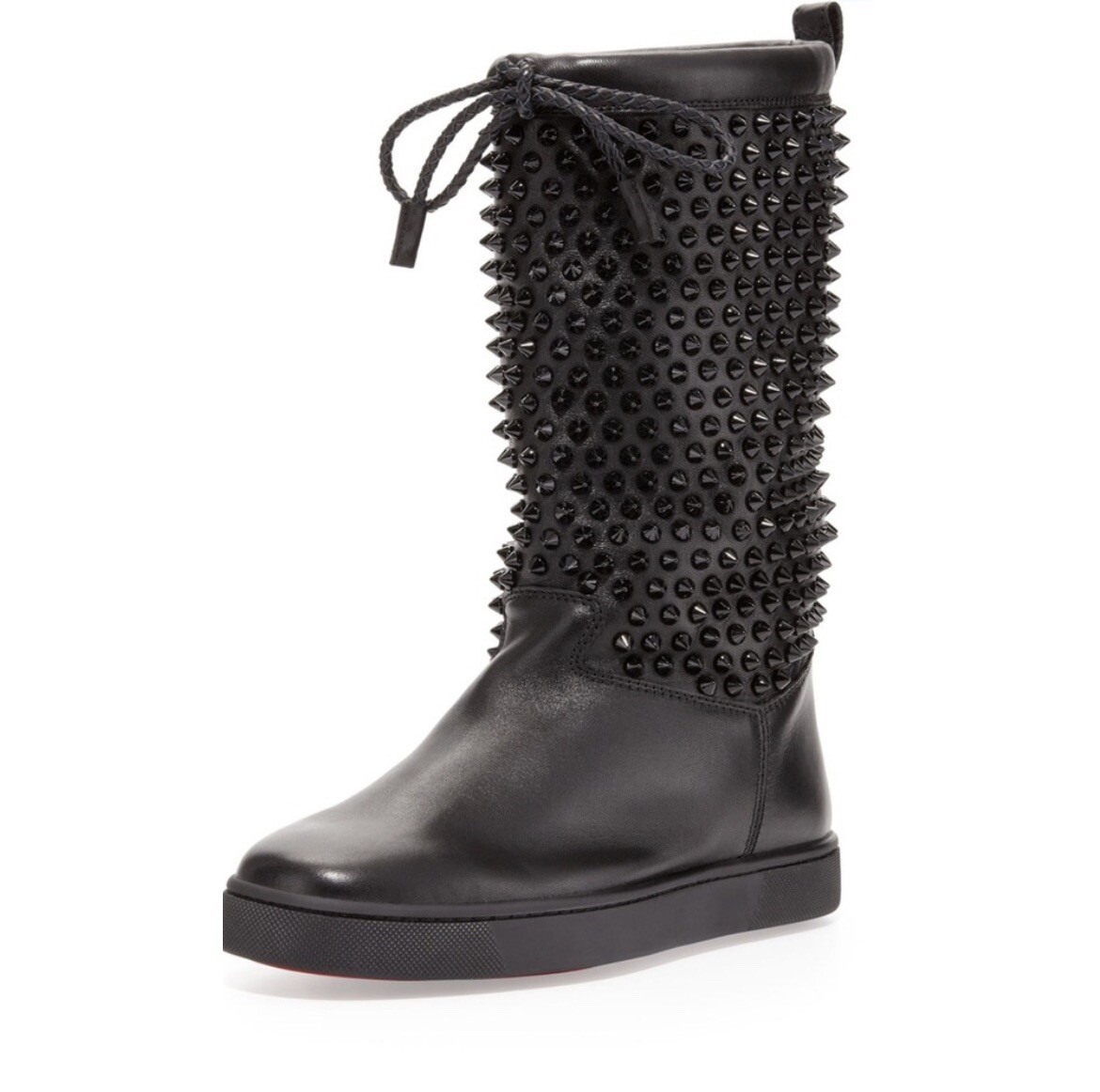 Christian Louboutin Sur La Pony Spiked Spike Napa Boots Black 38.5