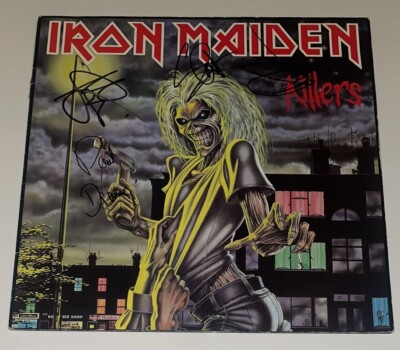 SIGNIERTES STEVE HARRIS PAUL DIANNO SMITH MURRAY IRON MAIDEN KILLERS ALBUM VINYL