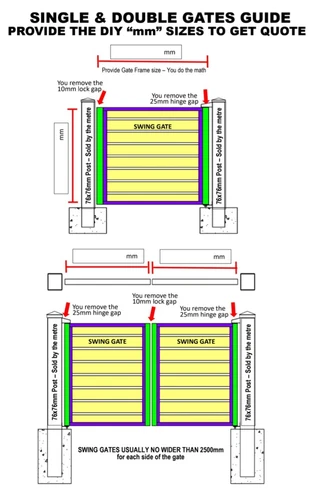 Aluminum Double Swing Gates - CUSTOM Sizes - Slats Alloy Merbau Timber-Look - Picture 14 of 16