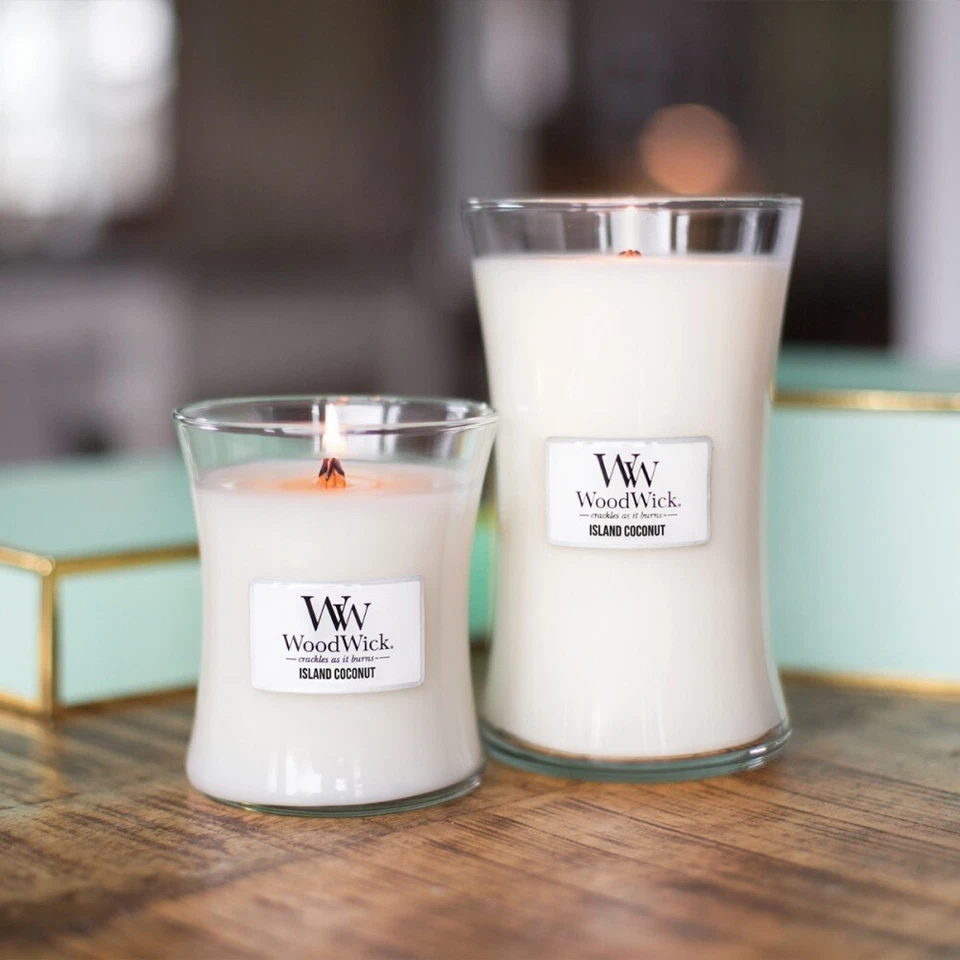 WoodWick Island Coconut Medium Soy Wax Candle Scented Fragrance Splosh - Image 4 of 4