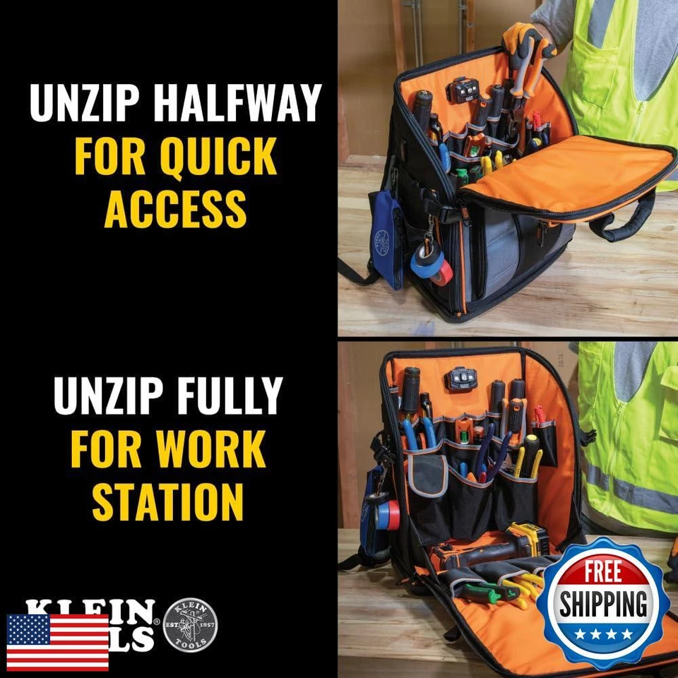 Klein Tools 62482 Tool Backpack, Tool-Station Pro Heavy-Duty Organizer with 2 - Image 3 of 4