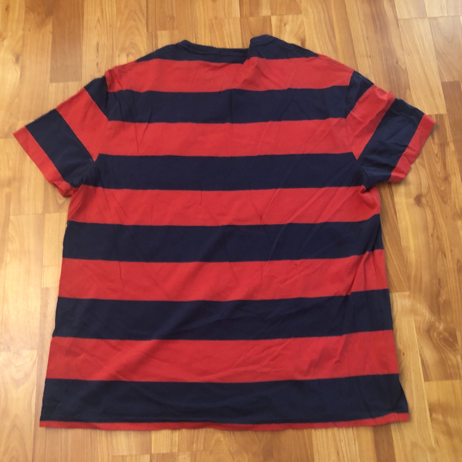 Polo uomo Ralph Lauren vestibilità classica rossa blu a righe tasca pony logo t shirt L