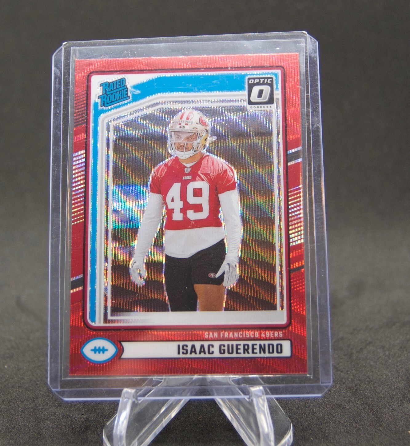 2024 Donruss Rated Rookie Optic Preview Red Wave Prizm #336 Isaac Guerendo RC