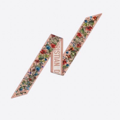 Dior フラワーパターンミッツァ Dior クリスチャンディオール スカーフ ミッツァ花柄 グレー Christian