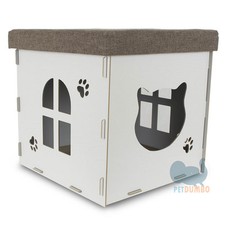 cuccia gatto legno con tiragraffi interno puffo resistente apertura superiore