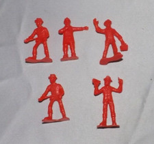 Firefighter Action Figures 2 Inches Tall Red Plastic Lot of Five