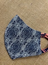 Handmade FACE MASK REVERSIBLE Three Layer Chic Bohemian Paisley Floral OOAK