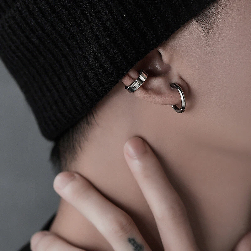 Pendientes de imán coloridos no perforantes Conjunto de pendientes de aro de encanto de acero inoxidable Foto 4 de 4