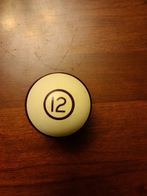 Vintage Antique Amaranth Billiard Ball 2 1/4"  No.12 Purple Stripe Inset Numbers