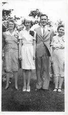 FOUND FAMILY PHOTOGRAPH Black  + White VINTAGE Original  45 53 Y