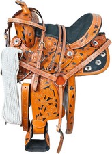 Horse Western Pony Miniature Handmade Saddle with Premium Leather 10"-12"
