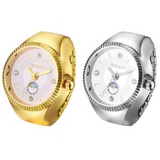 Novelty Finger Ring Quartz Watch Adjustable Elastic Stretch Band Round Dial Gift