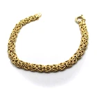 18K YELLOW GOLD BRACELET BYZANTINE FLAT LINK 7.5mm, LENGTH 19cm, MADE IN ITALY